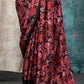 Maroon Printed Pure Crepe Silk Sarees Online in India & USA - STORI
