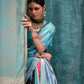 Seafoam Green Printed Pure Crepe Silk Saree Online in India & USA - STORI