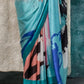 Seafoam Green Printed Pure Crepe Silk Saree Online in India & USA - STORI