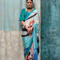 Seafoam Green Printed Pure Crepe Silk Saree Online in India & USA - STORI