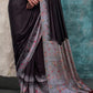 Light Grey & Black Printed Pure Crepe Silk Saree Online in India & USA - STORI