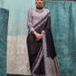 Light Grey & Black Printed Pure Crepe Silk Saree Online in India & USA - STORI