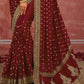 STORI Maroon Bridal Designer Silk Saree