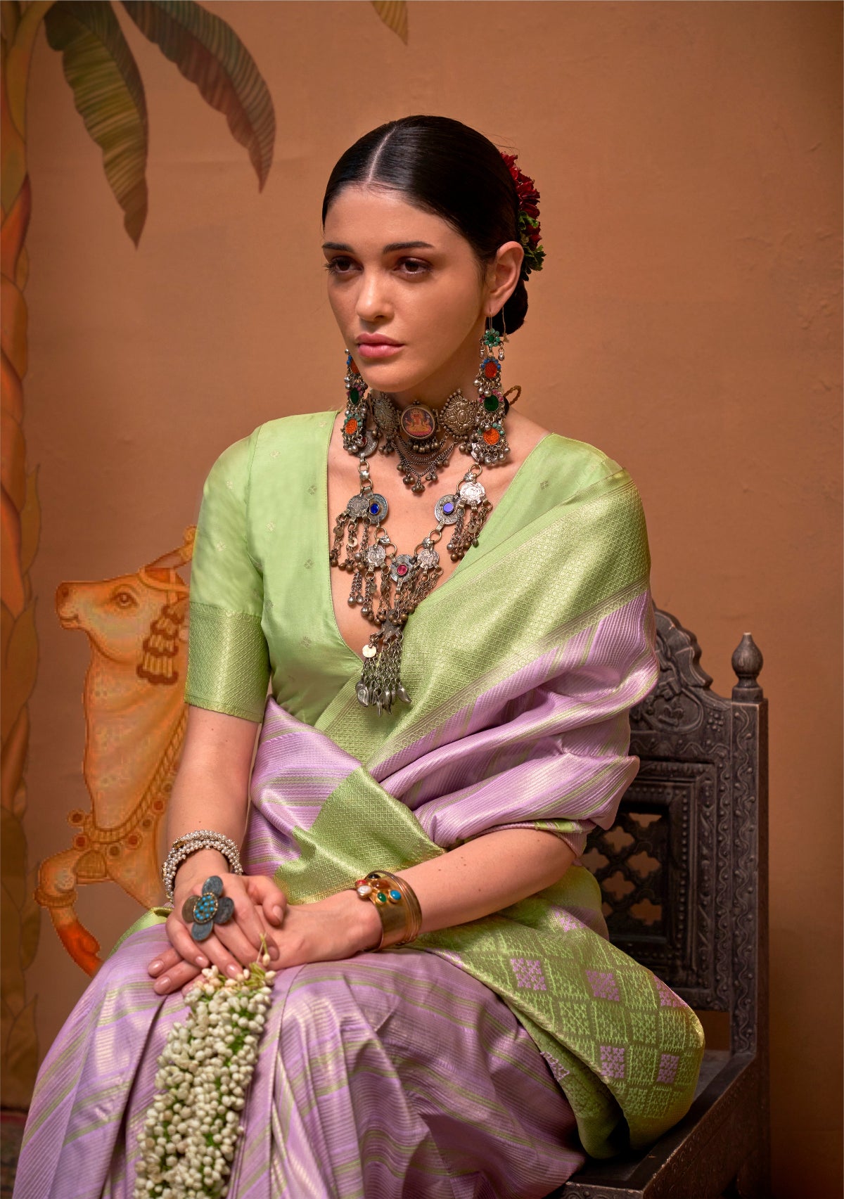 Purple Handloom Woven Silk Saree Online in India