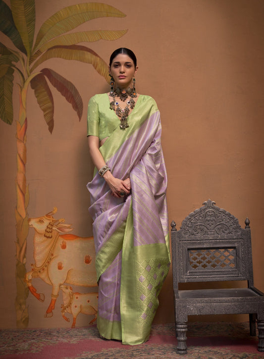 Purple Handloom Woven Silk Saree Online in India