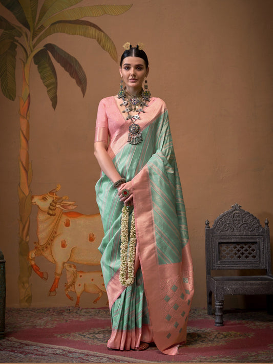 Sea green Handloom Woven Silk Saree Online in India