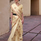 Gold Cream Satin Silk Saree Online in India