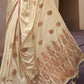 Gold Cream Satin Silk Saree Online in India