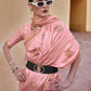 Salmon Pink Satin Silk Saree Online in India