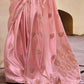 Salmon Pink Satin Silk Saree Online in India