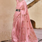 Salmon Pink Satin Silk Saree Online in India