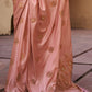 Salmon Peach Satin Silk Saree Online in India