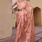Salmon Peach Satin Silk Saree Online in India