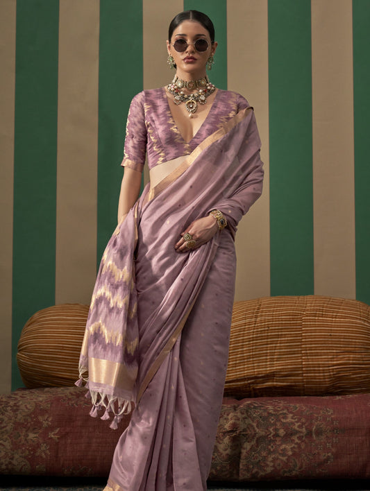Purple Spun Handloom Woven Silk Saree Online in India