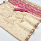 Pearl White Spun Handloom Woven Silk Saree Online in India
