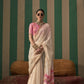 Pearl White Spun Handloom Woven Silk Saree Online in India