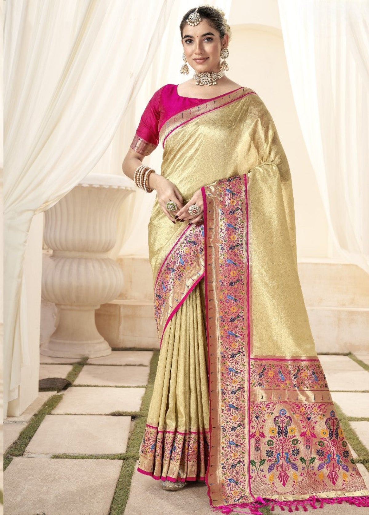 Golden Tissue Silk Paithani Saree Online Store in India