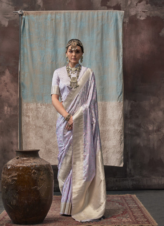 Lavender Banarasi Saree Shop Online-STORI