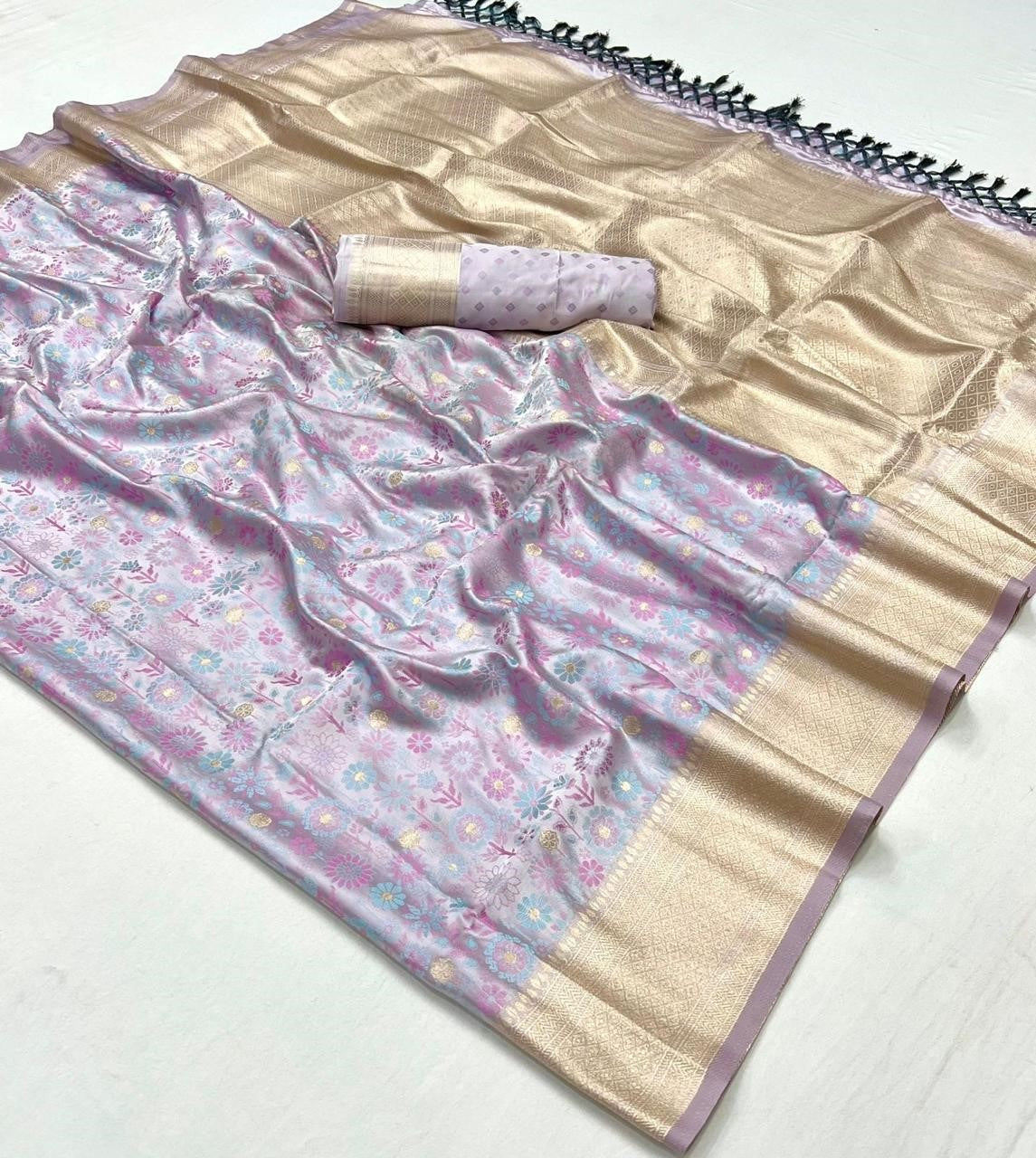 Lavender Banarasi Saree Shop Online-STORI