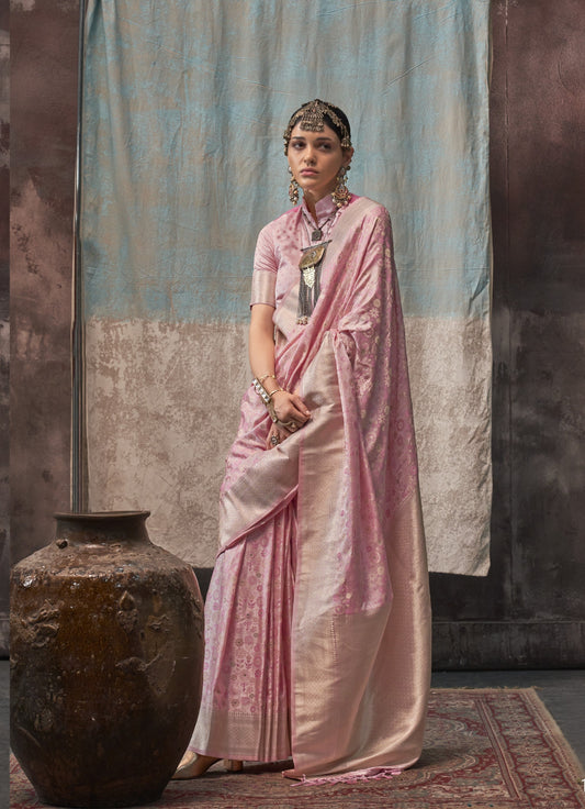 Pink Banarasi Saree Shop Online-STORI