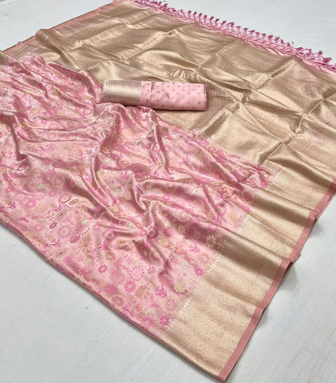 Pink Banarasi Saree Shop Online-STORI