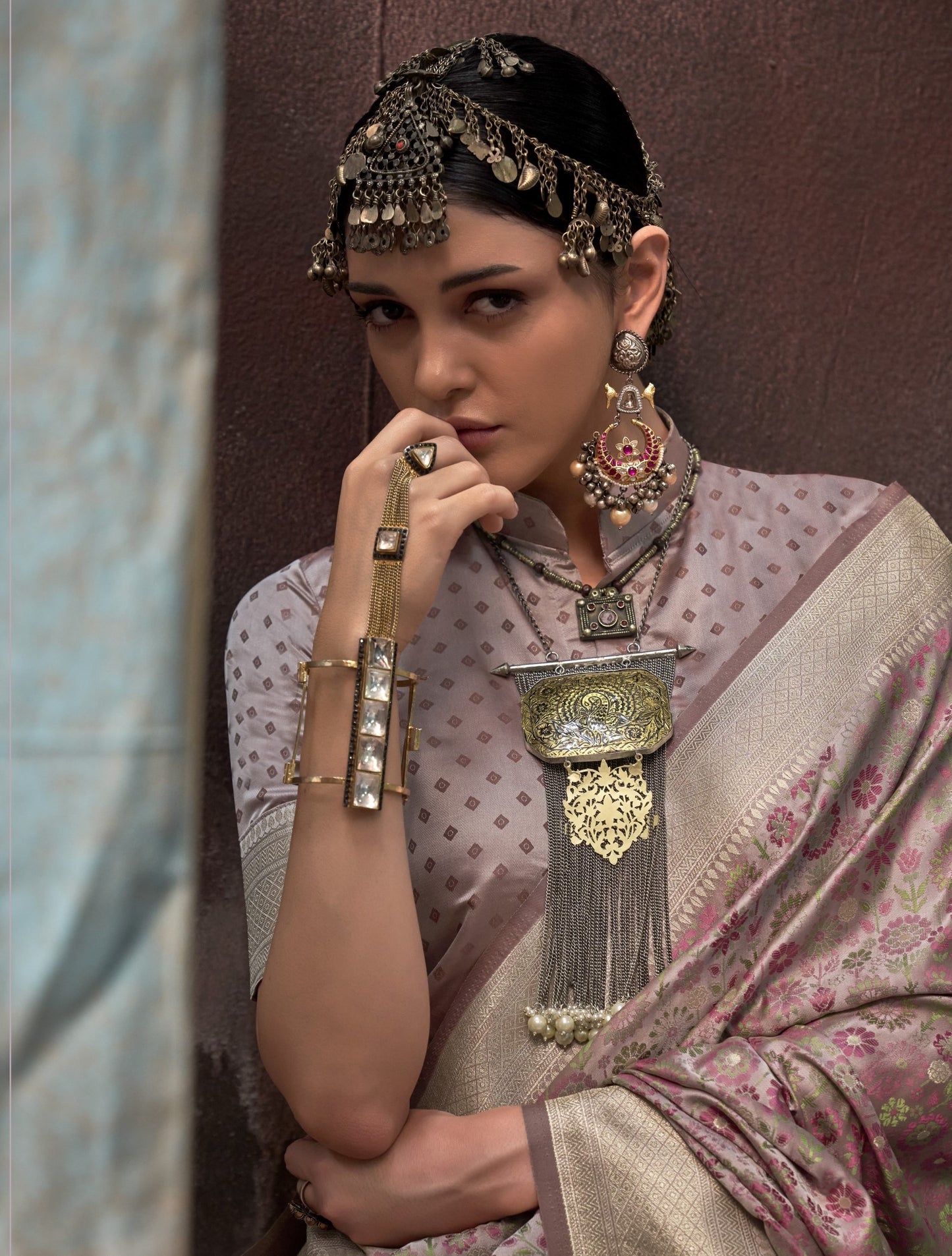 Brown Soft Silk Banarasi Saree