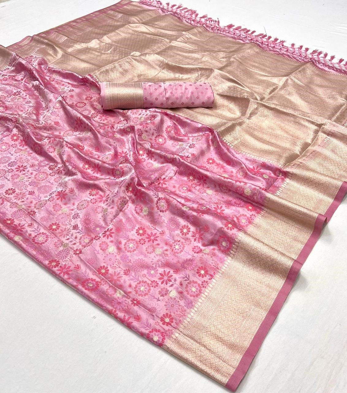 Pink Banarasi Saree Shop Online-STORI