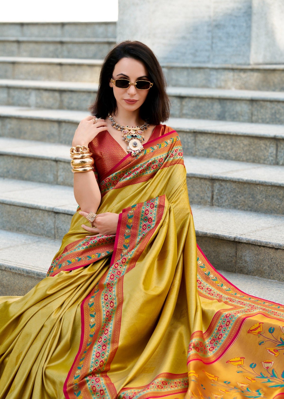 Buy Green Silk Saree Online-STORI