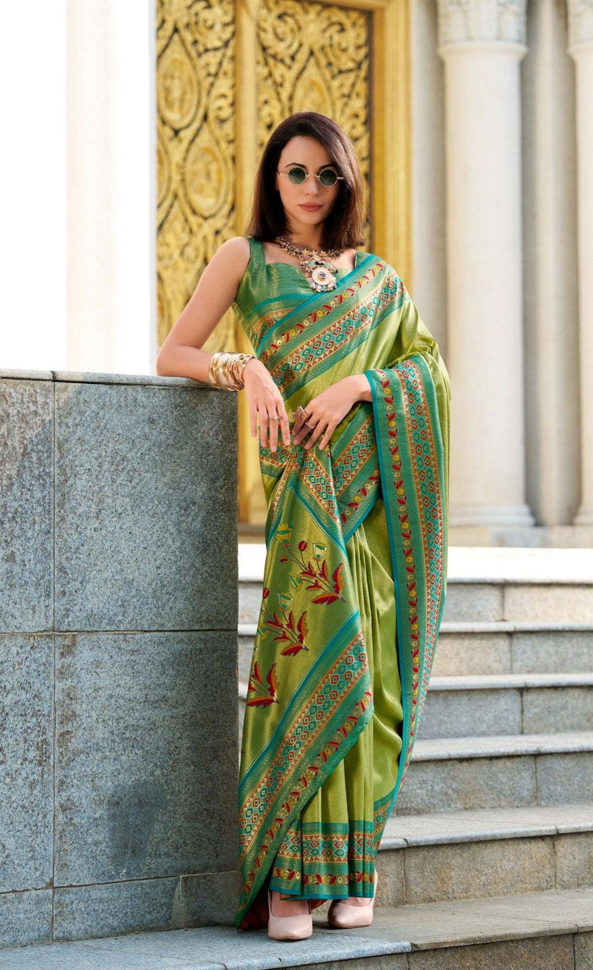 Buy Green Silk Saree Online-STORI