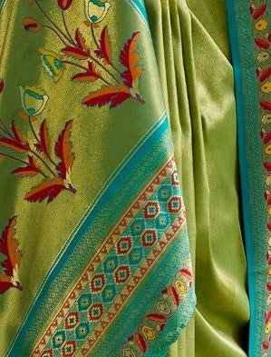 Buy Green Silk Saree Online-STORI