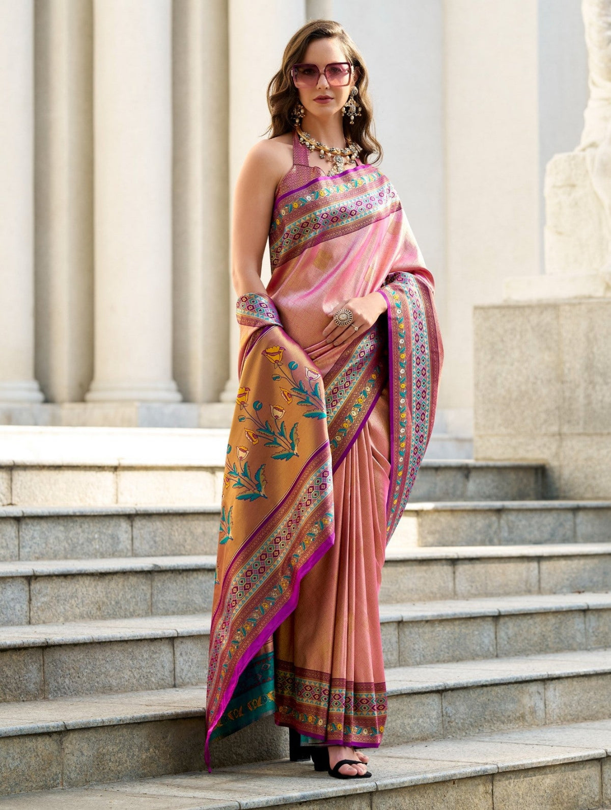 Shop Pink Silk Saree Online-STORI