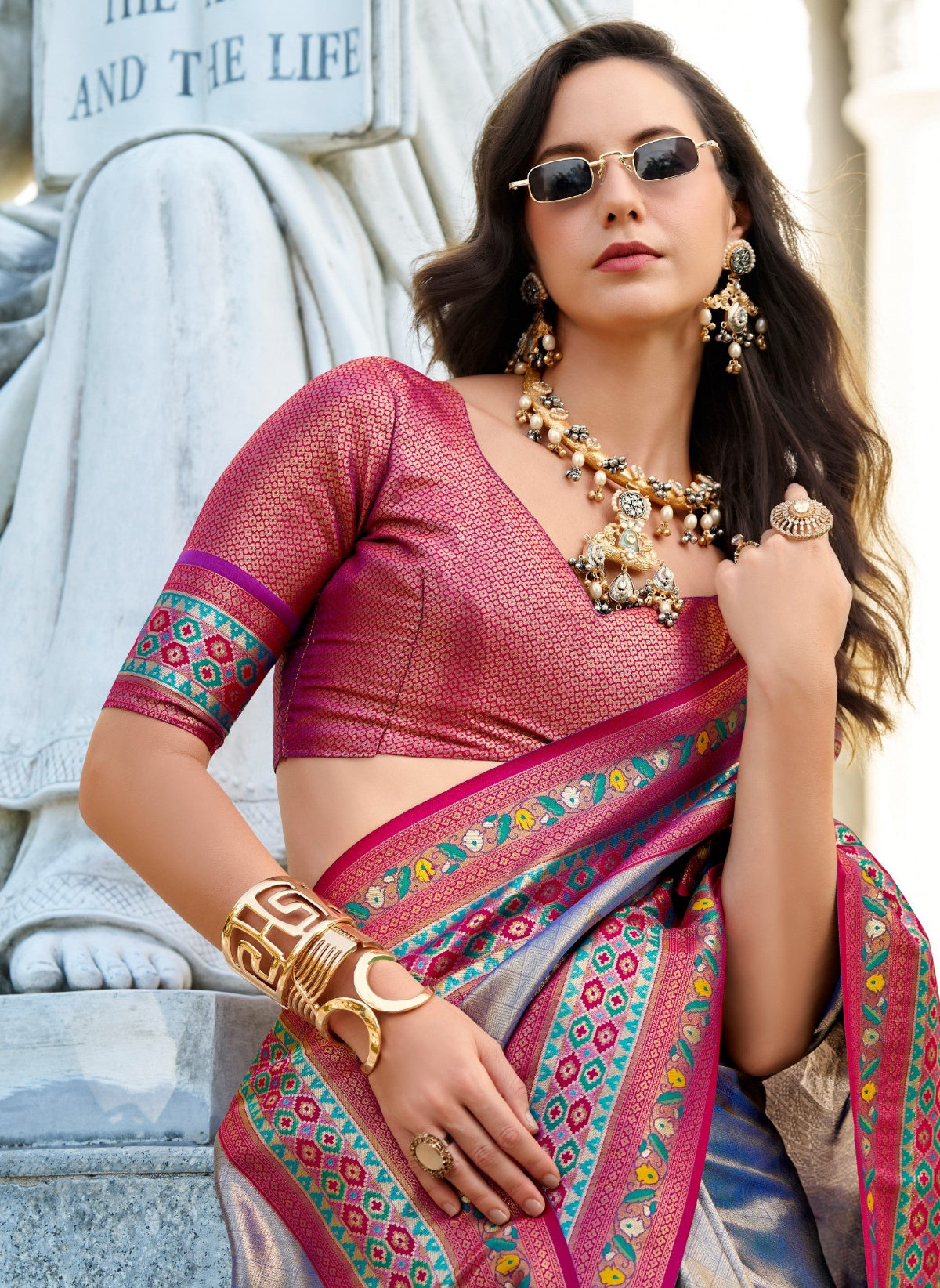 Shop Grey Silk Saree Online-STORI