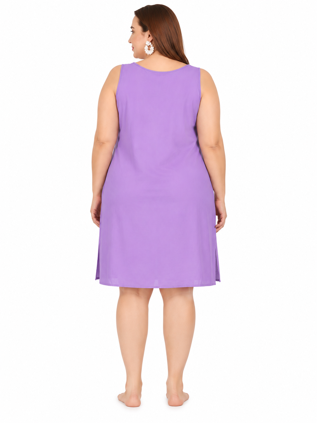 1Lavendar Cotton Long Inner Slip Plus Size