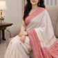 Red & White Embroidery Begali  Cotton Saree