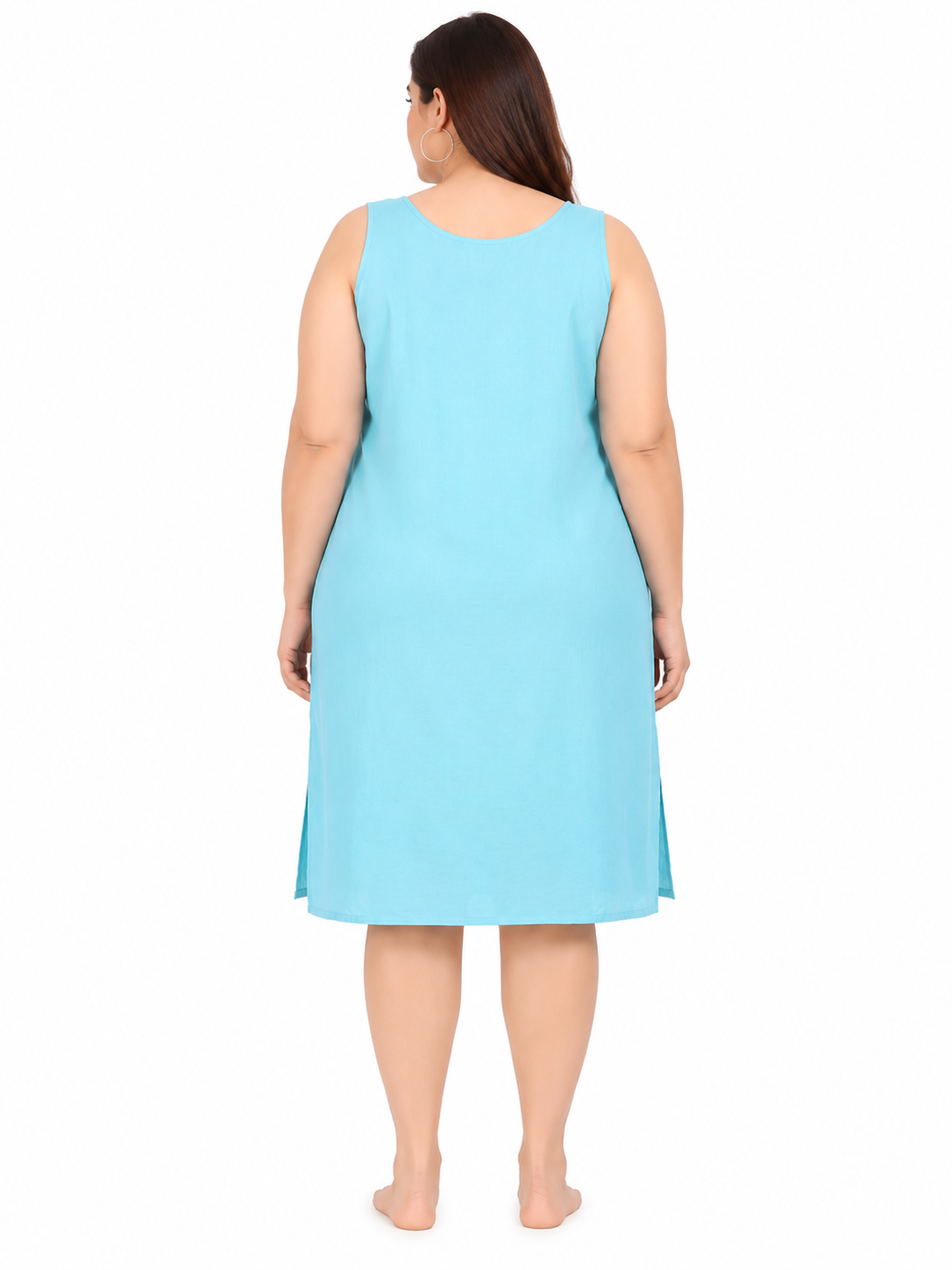 Sky Blue Cotton Long Inner Slip Plus Size2