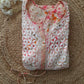 Bloom Printed Peach Cotton Mulmul Chikankari Short Kurti