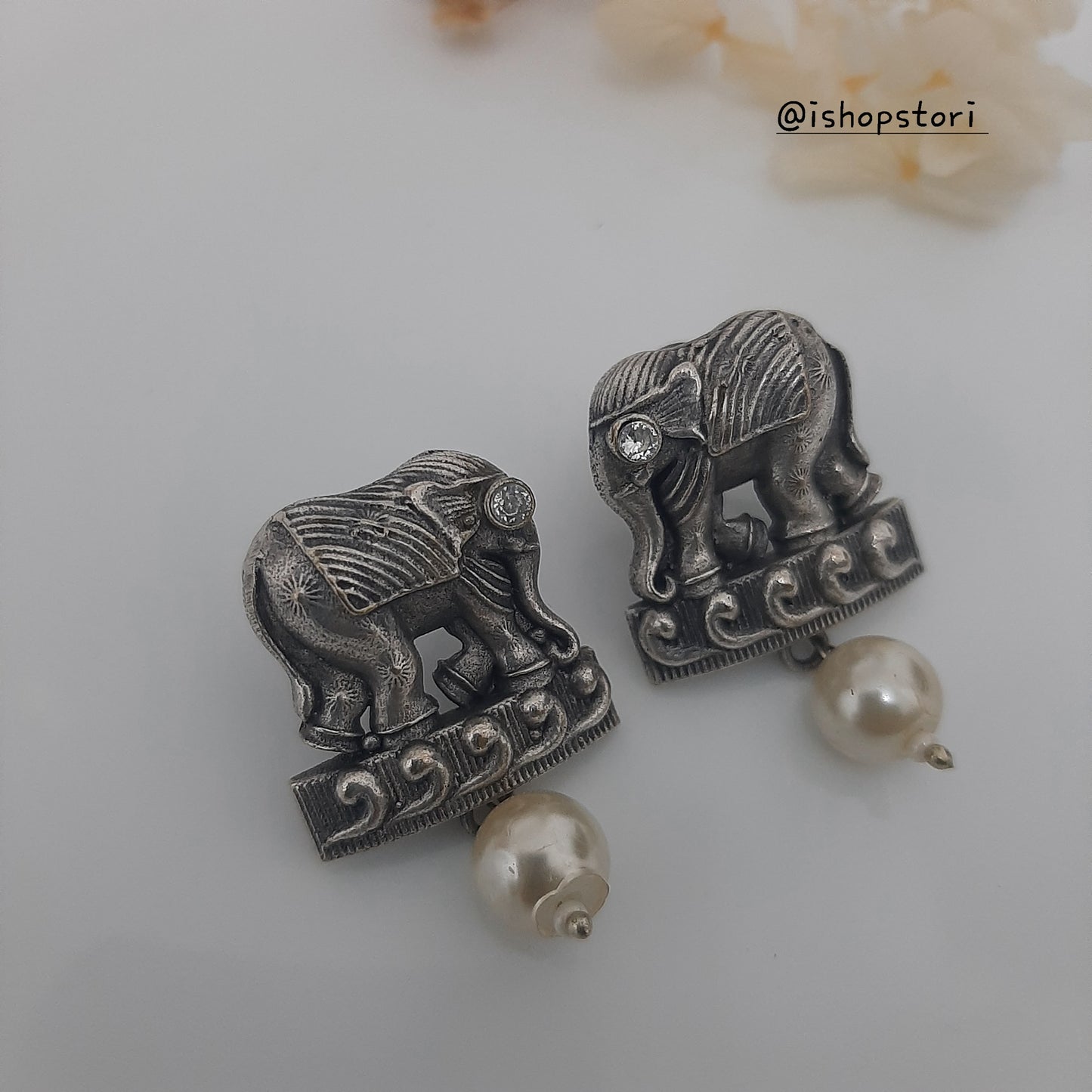 Gajgamini Silver Lookalike Earrings