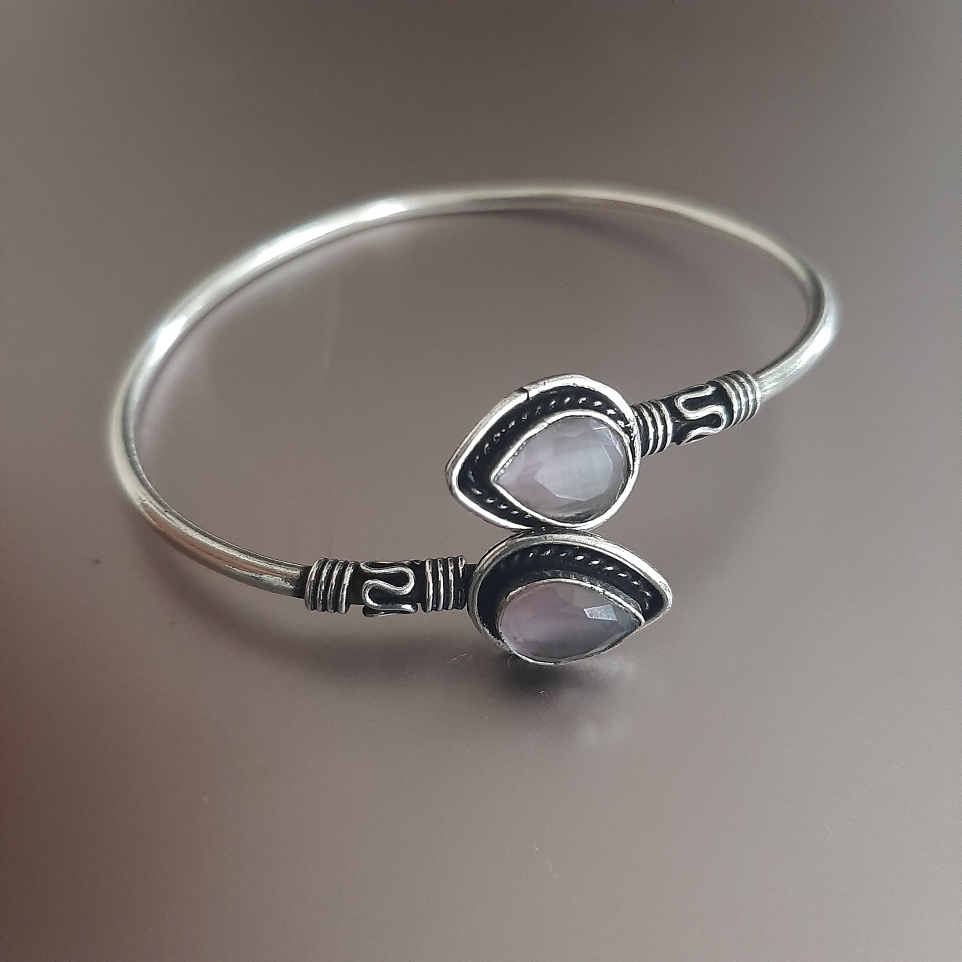 Ranita Dual Tear Drop Shaped Monalisa Stones Oxidised Bracelet