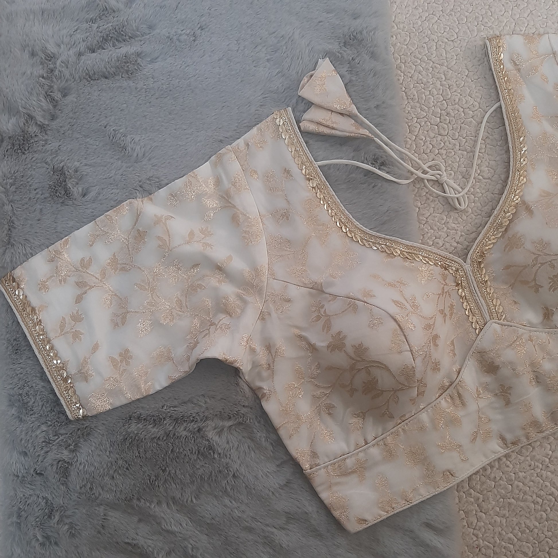 White Banarasi Silk Blouse 