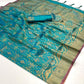 Teal Blue Handloom Woven Silk Saree Shop KanjiVaram Sarees Online in India & USA