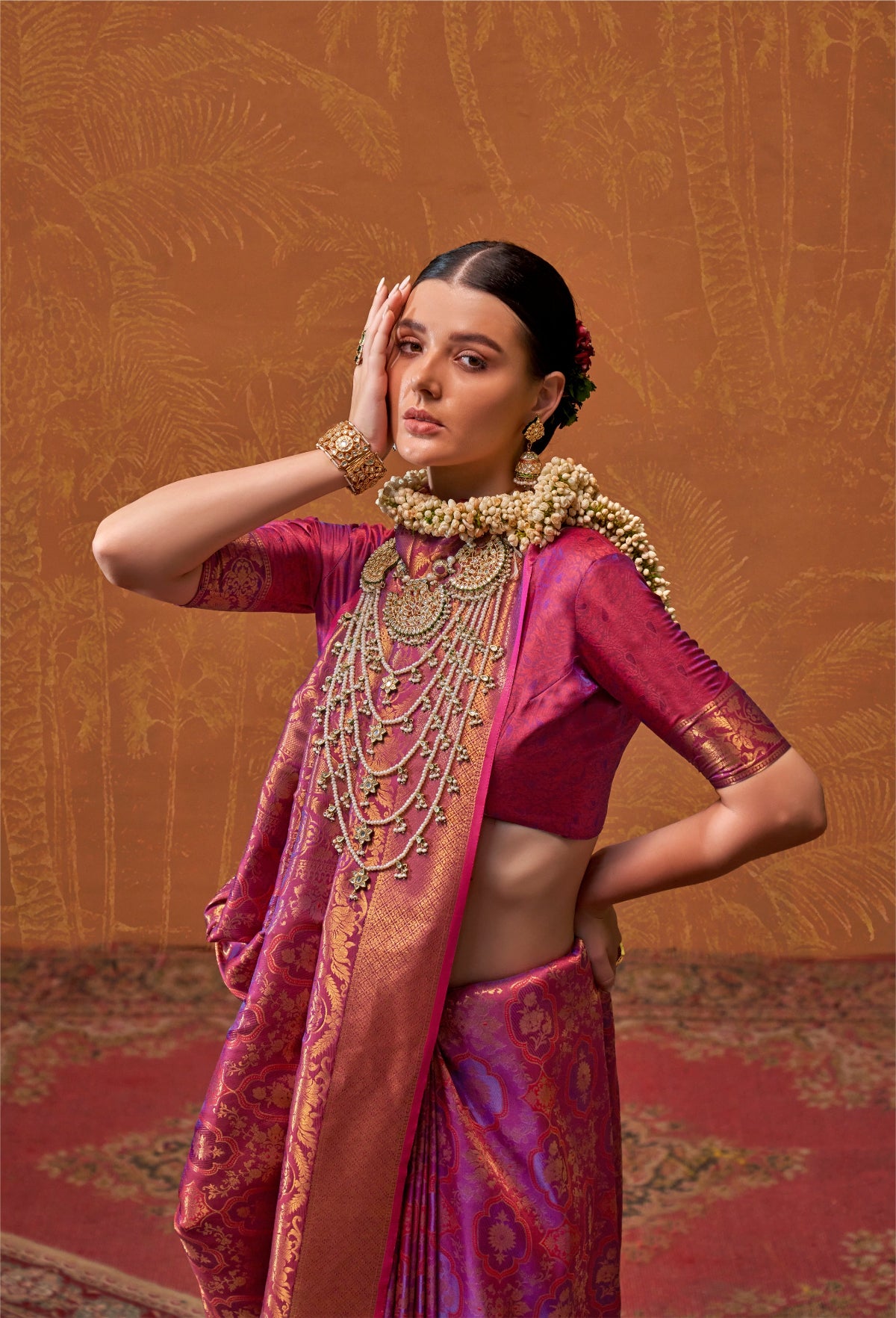 Magenta Dual Shade Handloom Woven Silk Saree Shop Kanjivaram Sarees Online in India & USA