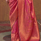 Persian Red Handloom Woven Silk Saree Shop Kanjivaram Sarees Online in India & USA