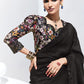 Ash Black Crush Tissue Silk Saree With Designer Blouse