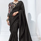 Ash Black Crush Tissue Silk Saree With Designer Blouse