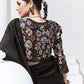 Ash Black Crush Tissue Silk Saree With Designer Blouse