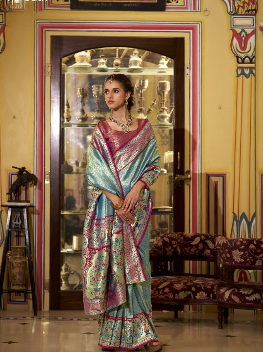 Shop Grey Banarasi Silk Saree Online-STORI
