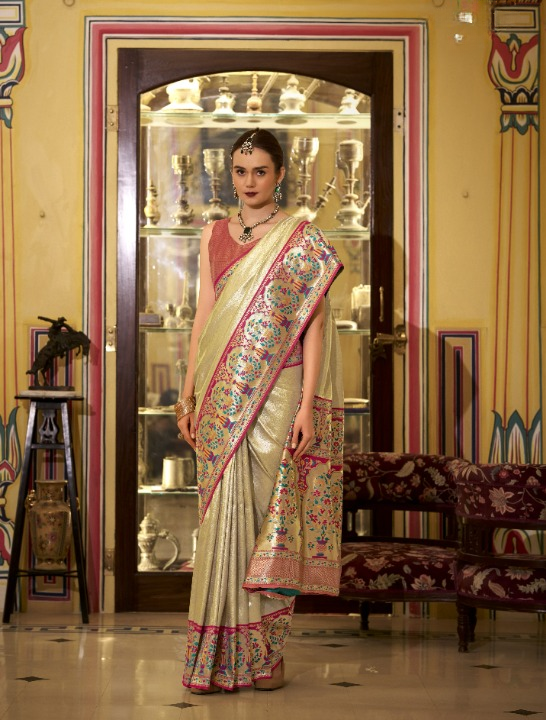Shop Golden Banarasi Silk Saree Online-STORI