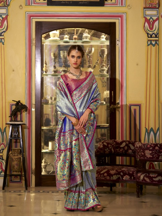 Shop Purple Banarasi Silk Saree Online-STORI