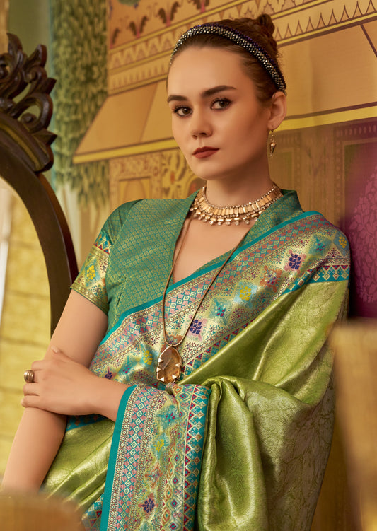 Buy Green Silk Saree Online-STORI