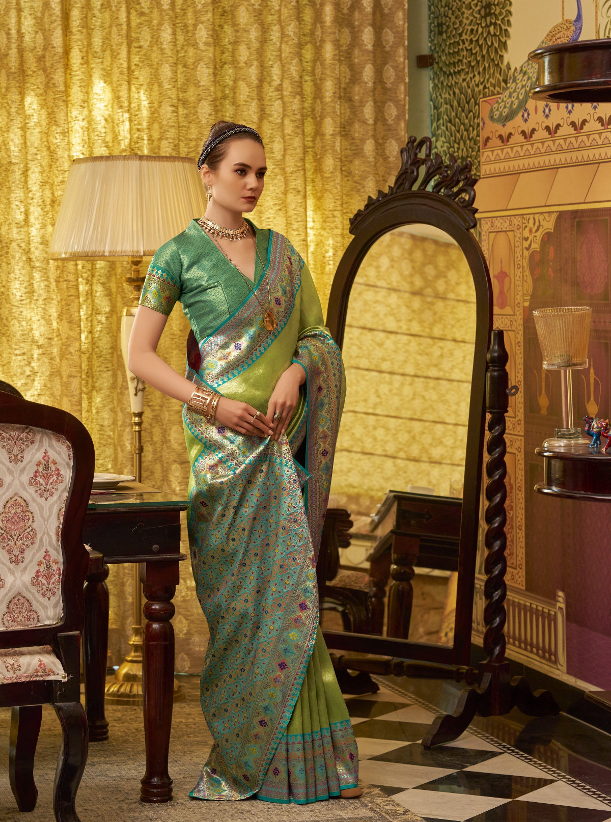 Buy Green Silk Saree Online-STORI